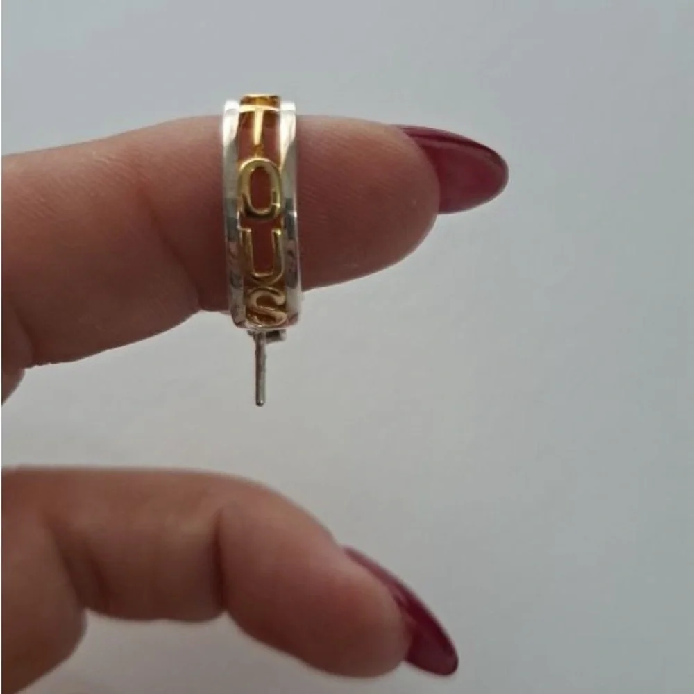 Earring two tones letter sterling silver 925